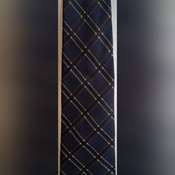 EUC Burberry Dark Tone Navy Blue Nova Check Business Office Work Formal Tie - Picture 2 of 4
